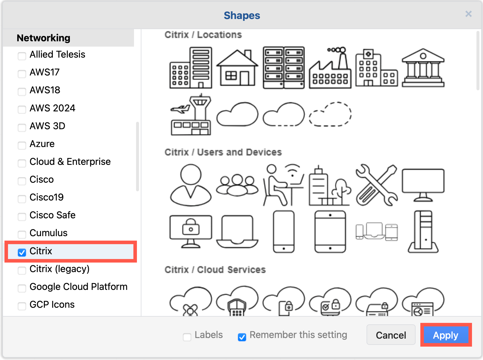 Enable the new SAP shape library to draw BTP solution diagrams