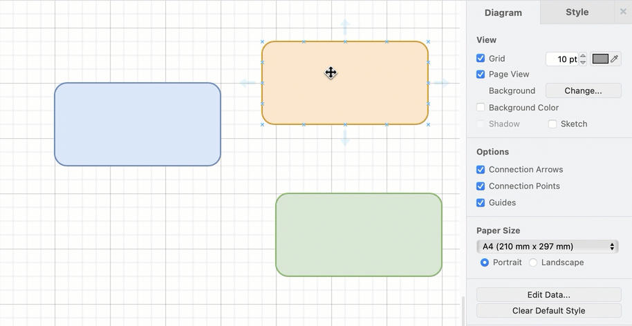 Shapes will snap to the grid in draw.io unless you disable it via the Arrange tab of the format panel