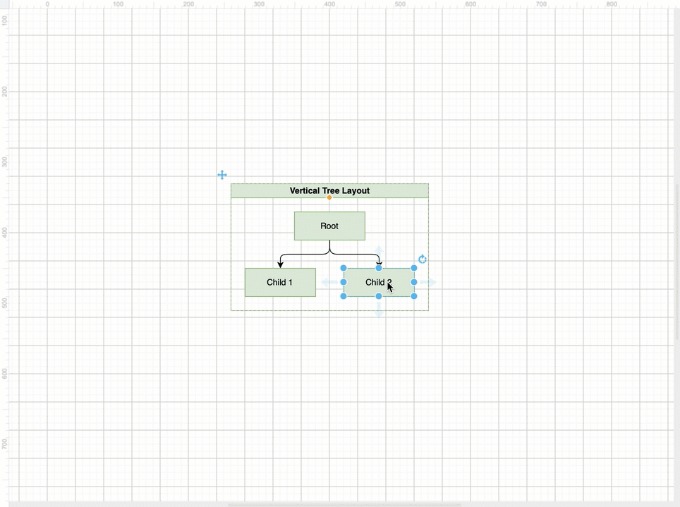 Click on the directional arrows that appear when you hover over a shape to clone and connect a new shape inside of a container layout shape