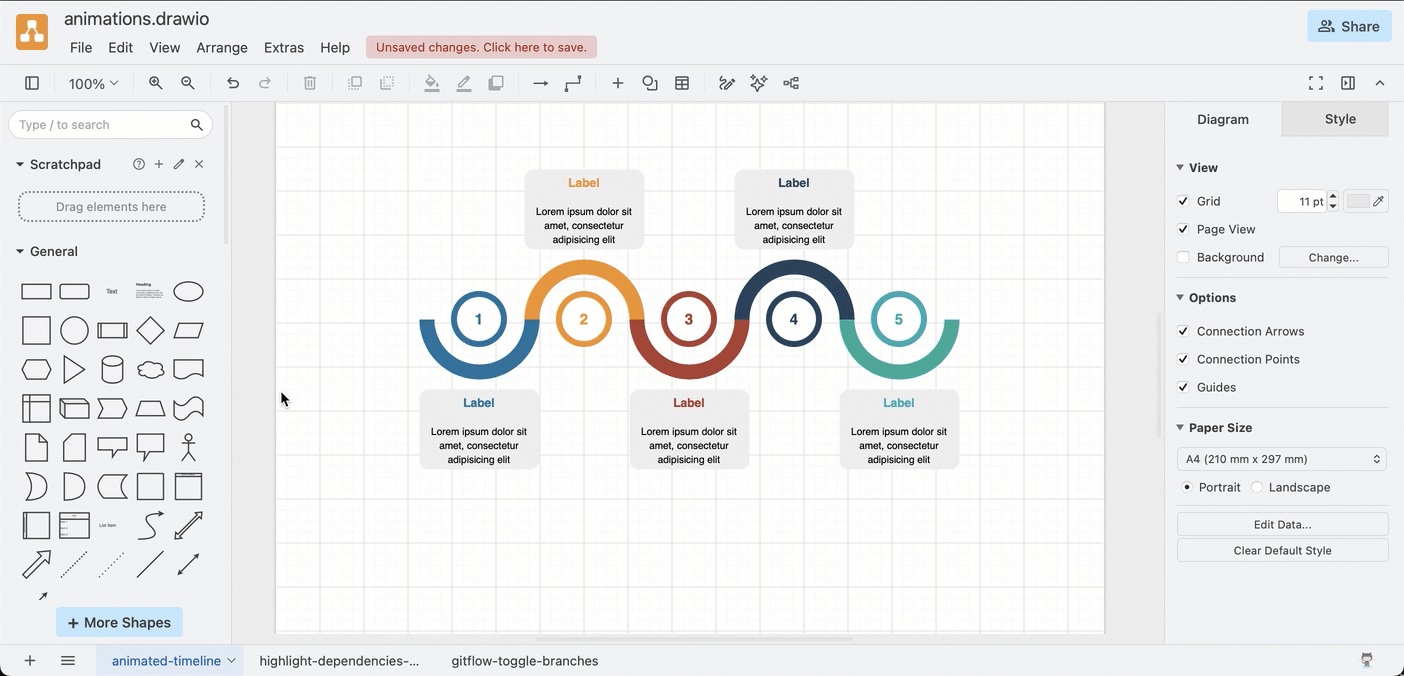 Disable page animations or set it to play once only (not looped) via the File > Page Setup > Advanced > Animations
