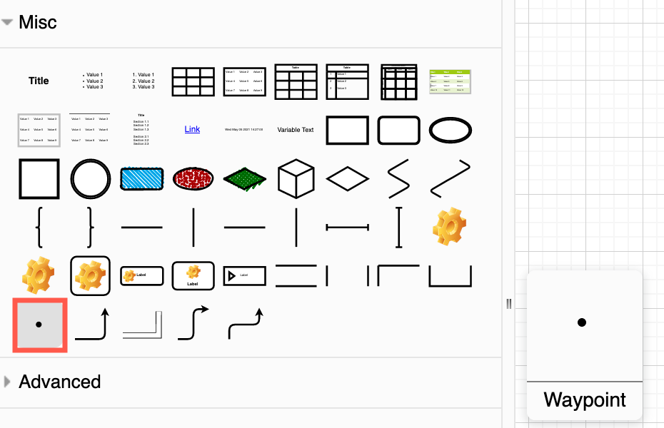 The waypoint shape is available in the shape library